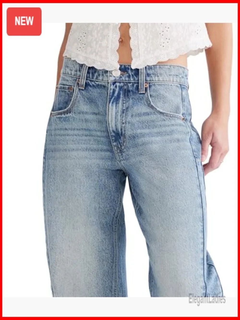 Mid-Rise Barrel Leg Jeans, Relaxed Fit, Recycled Cotton, Cropped Length - Picture 2 of 5